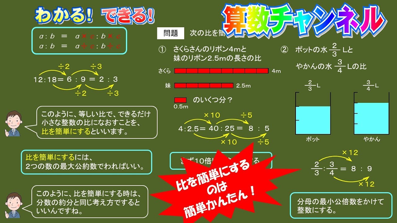 ６年算数「6.比とその利用」②比を簡単に