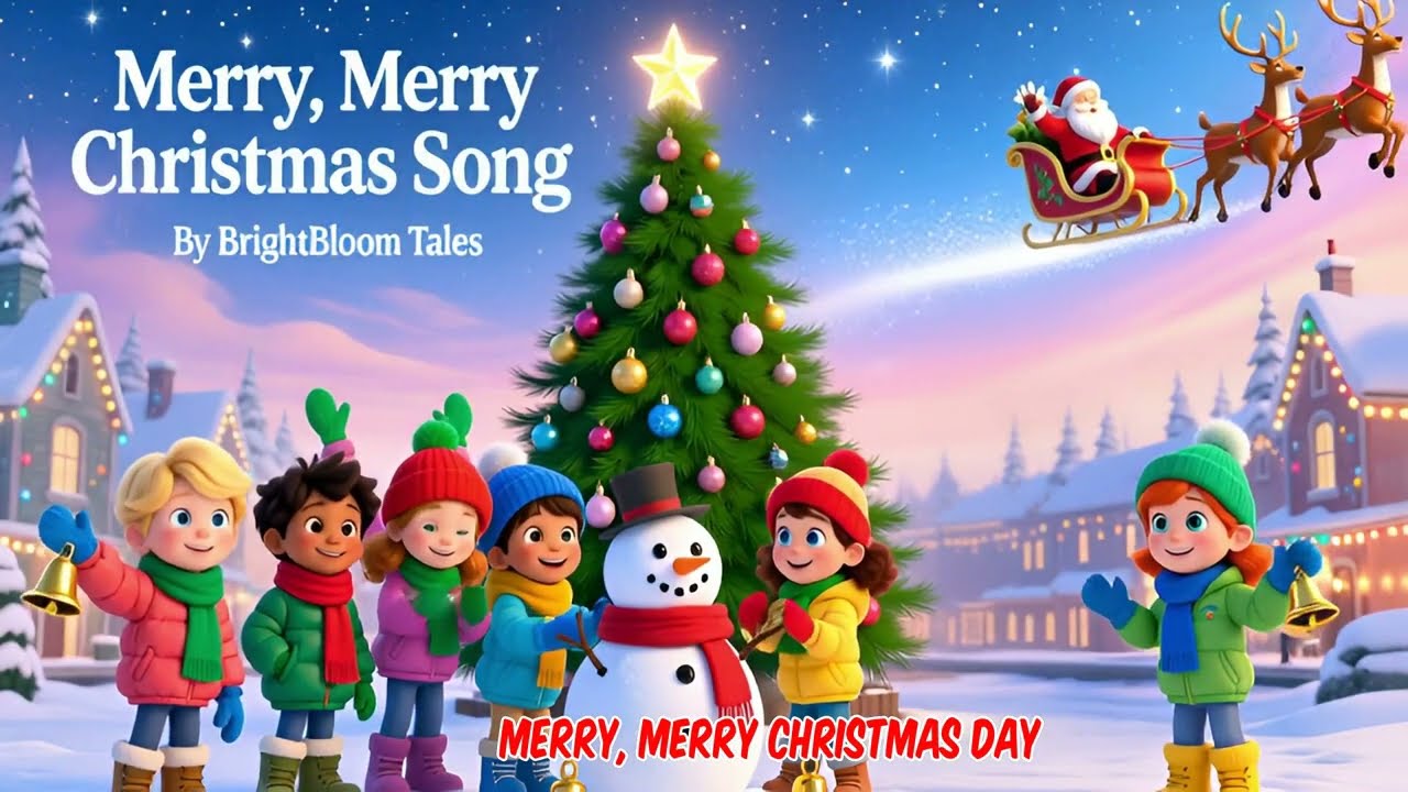 Merry, Merry Christmas Song🎄 | Original Kids Christmas Nursery Rhyme by BrightBloom Tales Studio