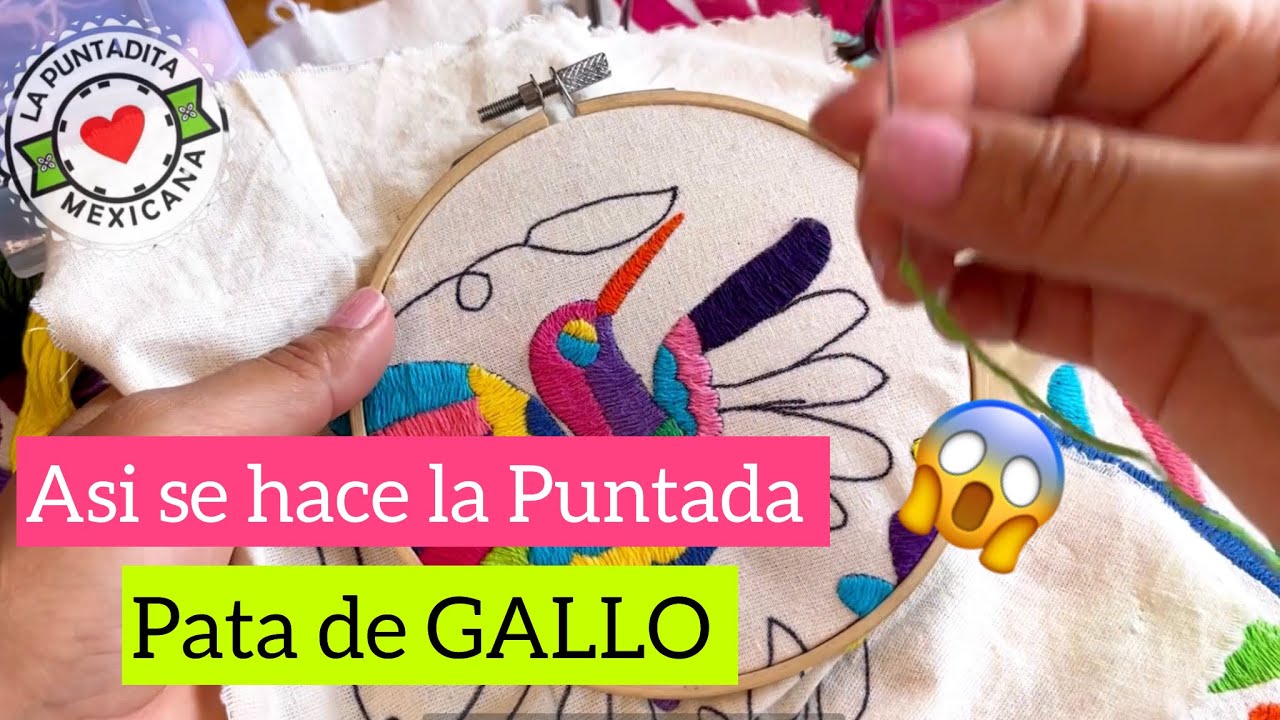 🥰Te enseño cómo hacer la puntada Pata de Gallo #embroidery #bordado #bordadomexicano #broderie