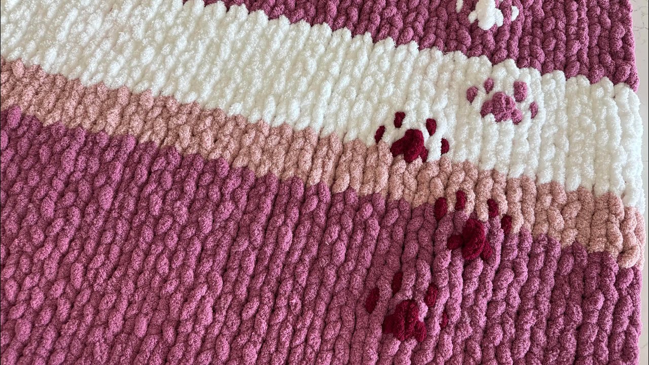 Отпечаток лапы Paw-fect 🐾 Мастер-класс по вязанию пледа из толстой пряжи #chunkyknitblanket #tuto...
