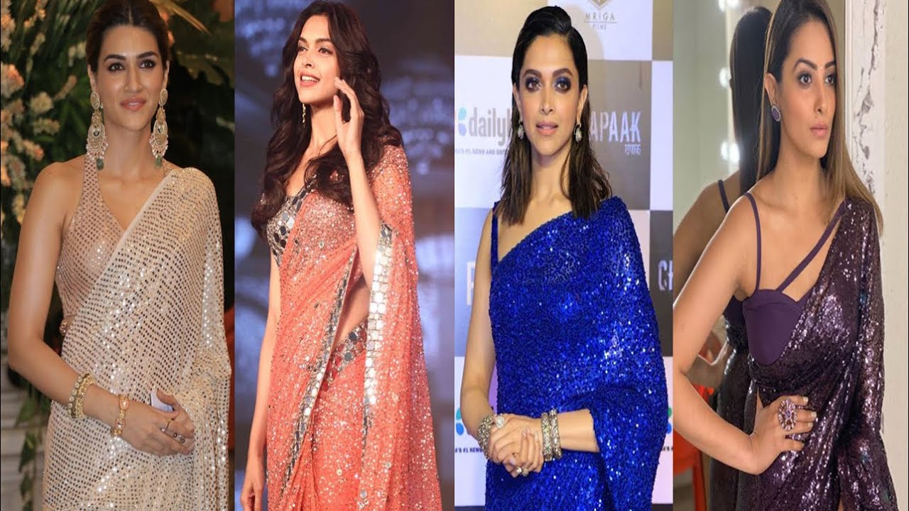 Trendy Party wear sequin saree design ideas, Party look sarees with sequin fabric collections 2020