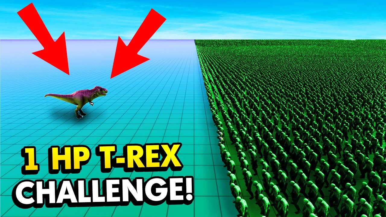 UEBS - 1 HP T-REX CHALLENGE VS 100,000 ZOMBIES! (Ultimate Epic Battle Simulator / UEBS Gameplay)