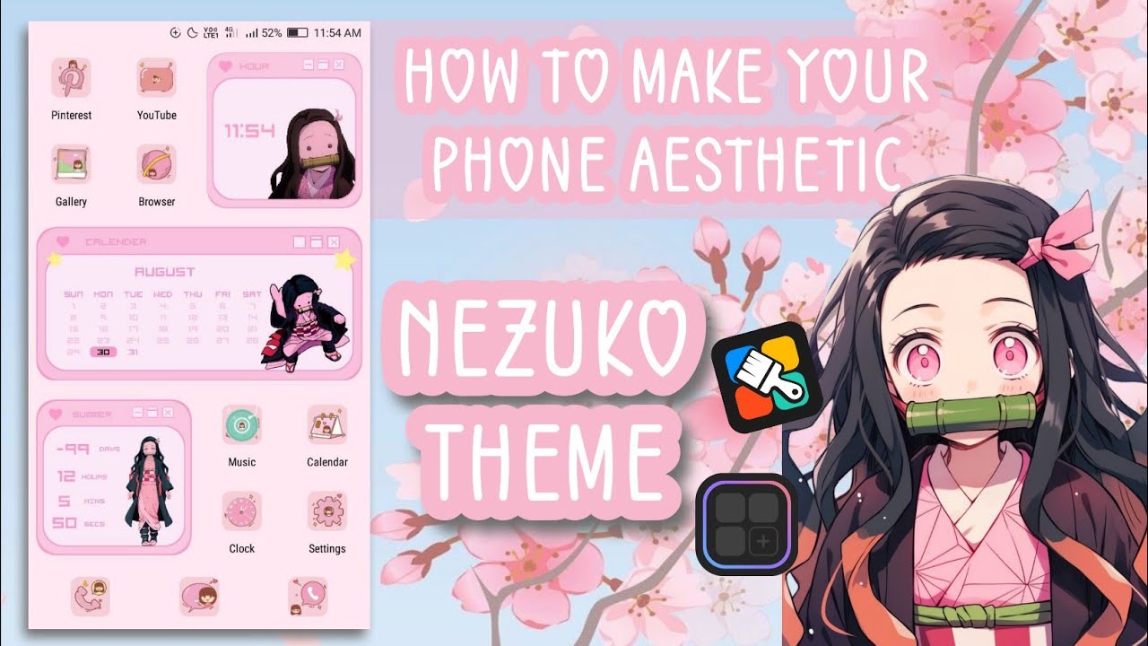 🌸 how to make your phone aesthetic | nezuko theme | widgetopia tutorial