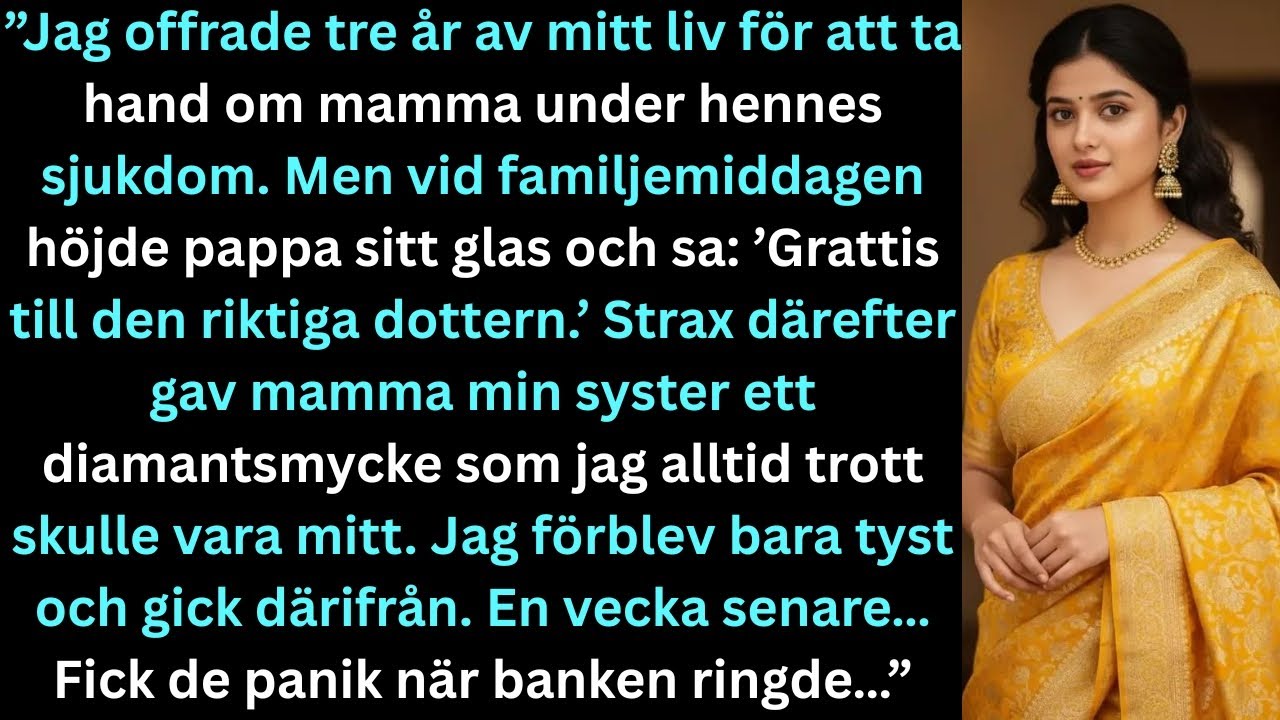 ”Vid familjemiddagen höjde mina föräldrar en skål: ’Vi har bara en riktig dotter…’ Så jag…”