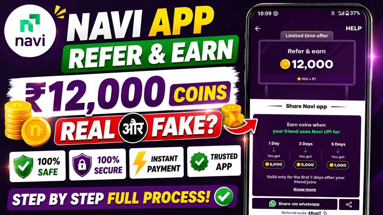 💸 Navi App Refer & Earn 2026 😱 | 12,000 Coins Real Ya Fake? Full Truth 