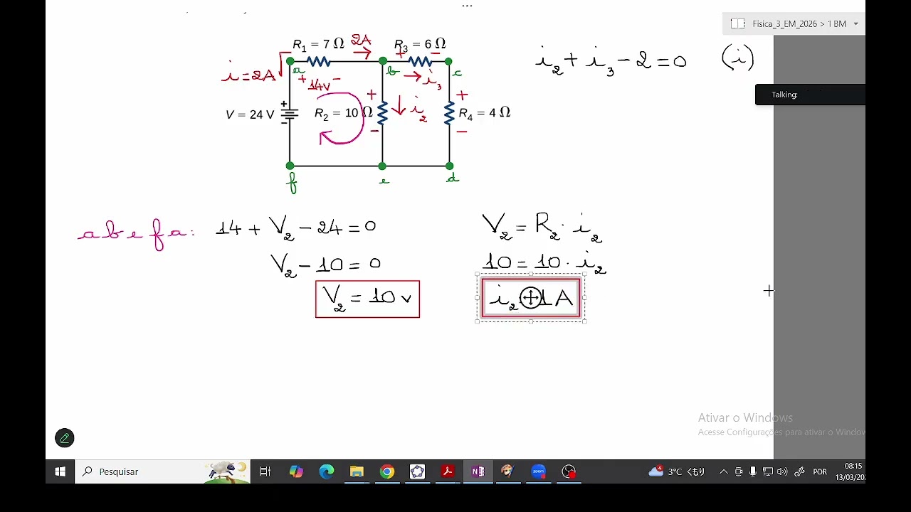 Lei de Kirchhoff circuito com duas malhas