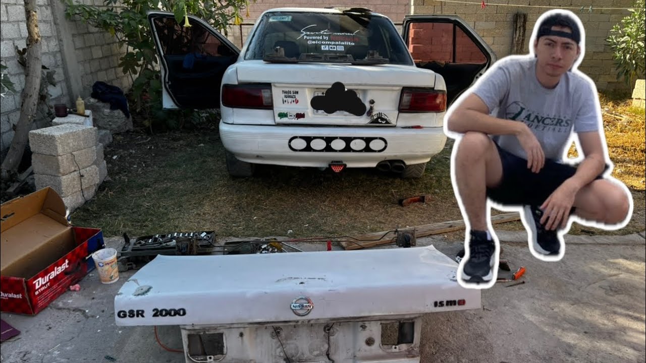 Cambio de cajuela del Nissan Tsuru 1.6 cuatro puertas #viral #automobile #tunear #evolution #racing 