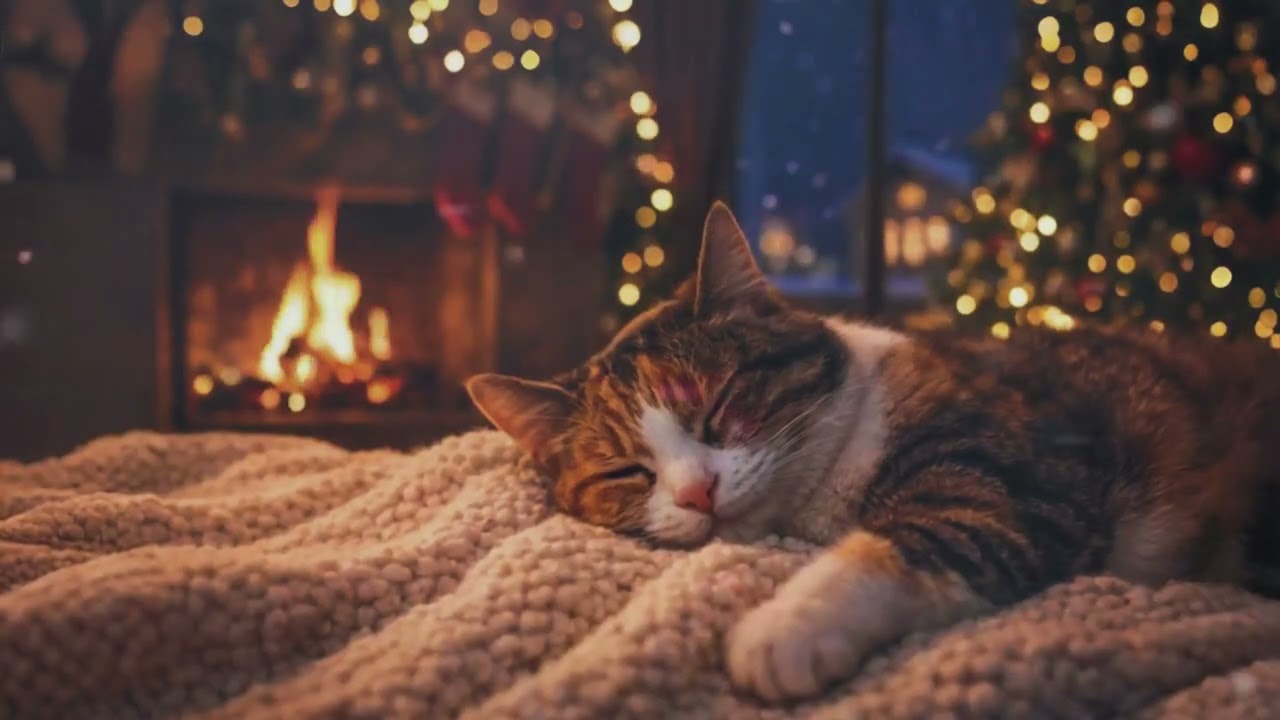 Cozy Night ASMR 🐱🔥 Cat Purring by the Fireplace (So Relaxing You'll Fall Asleep) #purringcats #asmr