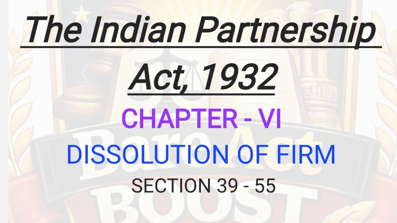 Partnership Act, 1932 l Chapter 6 Dissolution of firm l Part II SEC 45 TO 50