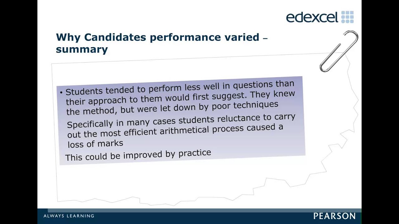 GCSE Mathematics 1MA0 (Linear) current specification: Feedback on June 2015 (Pre-recorded Event)