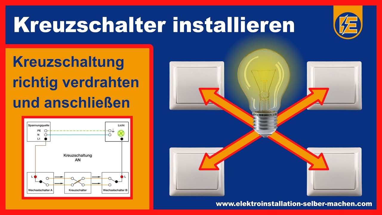 Kreuzschalter anschließen – Funktionsweise & Aufbau der Kreuzschaltung erklärt
