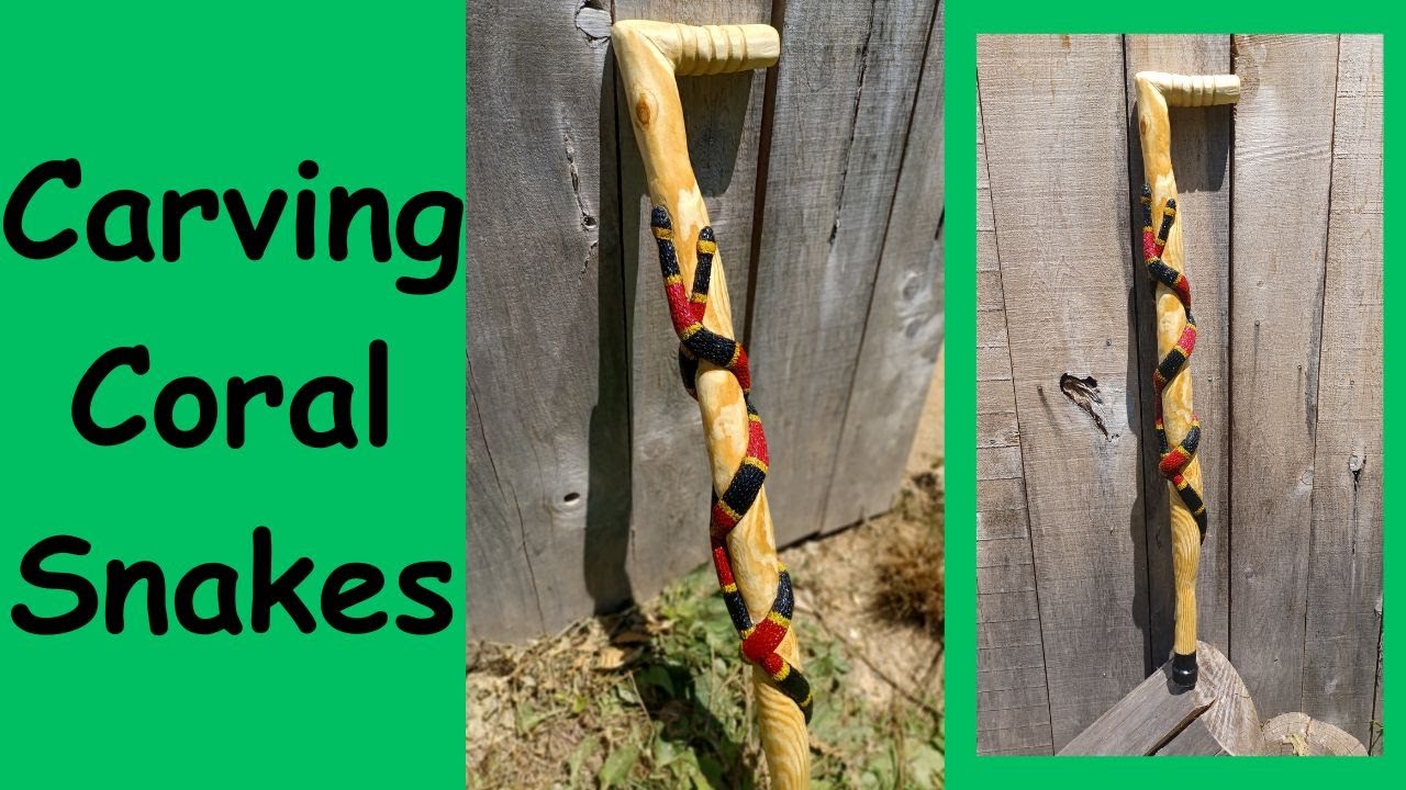 I turn a log into a 2 Coral Snake Cane