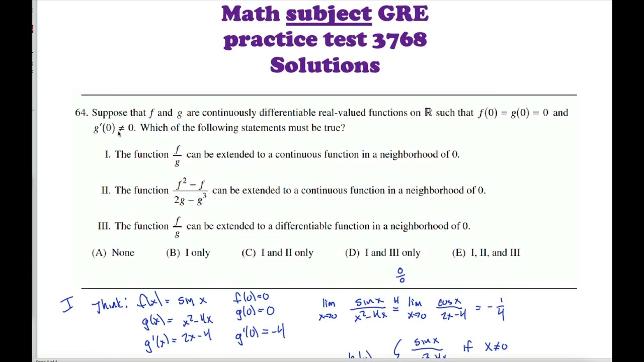 Math subject GRE 3768 problem 64