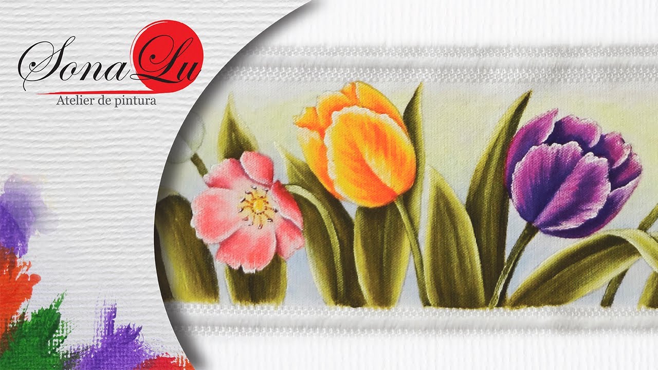 Aula 82 - Tulipas Coloridas em Toalha de Rosto - Parte 2