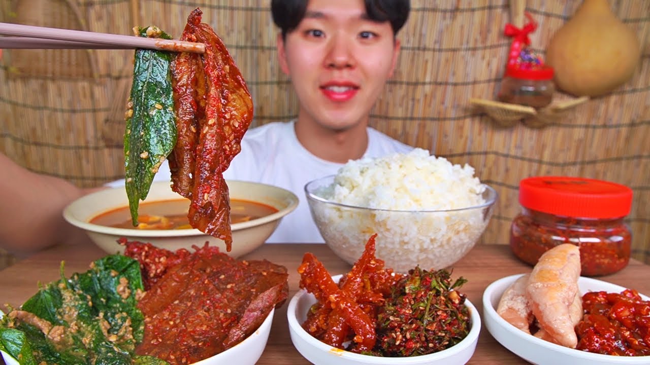 양념콩잎 된장콩잎 황태무침 제피잎 명란젓 낙지젓! 밥도둑 특집입니다. 밥이 녹았습니다...! SEASONED BEAN LEAVES KOREAN FOOD ASMR MUKBANG.