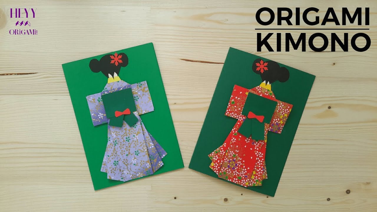 Origami Kimono Doll Card-How to make origami kimono doll greeting card