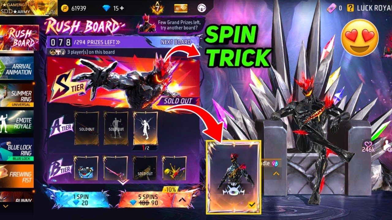 Rush Board event One Spin Trick Free Fire🤩🔥| Rush Board Event Easy Trick💥| Free Fire New Event Tamil