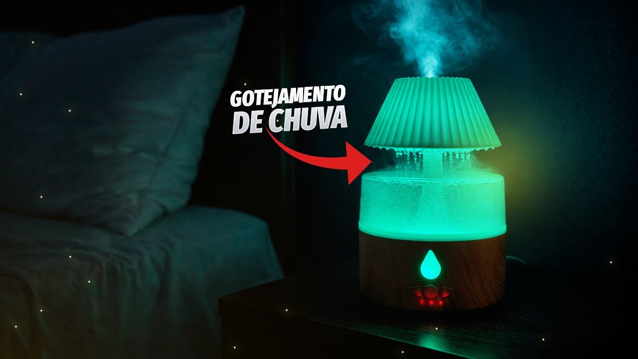 Umidificador em Formato de Nuvem com Efeito de Chuva 260ML | Difusor de Aroma Silencioso com Luz RGB