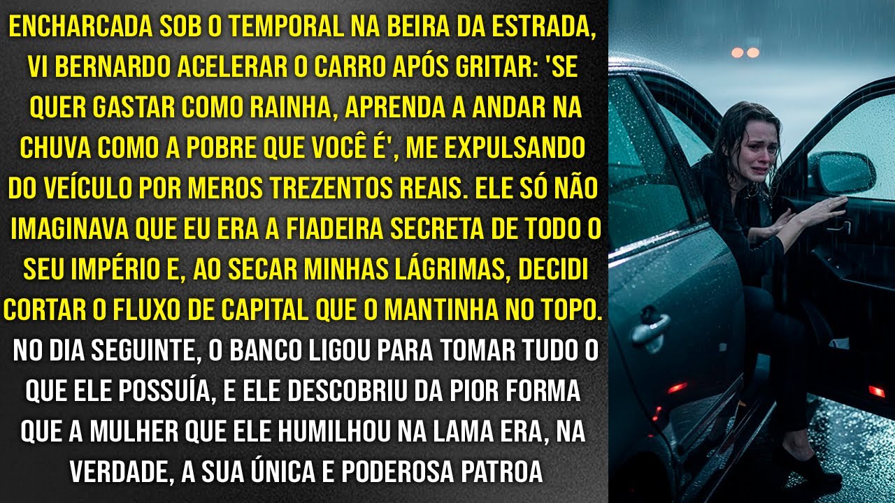 Meu marido me obrigou a descer do carro na chuva por besteira...  até o banco me procurar