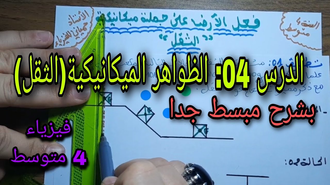 فعل الأرض على جملة ميكانيكية(الثقل) الدرس الرابع من الظواهر الميكانيكية 4 متوسط