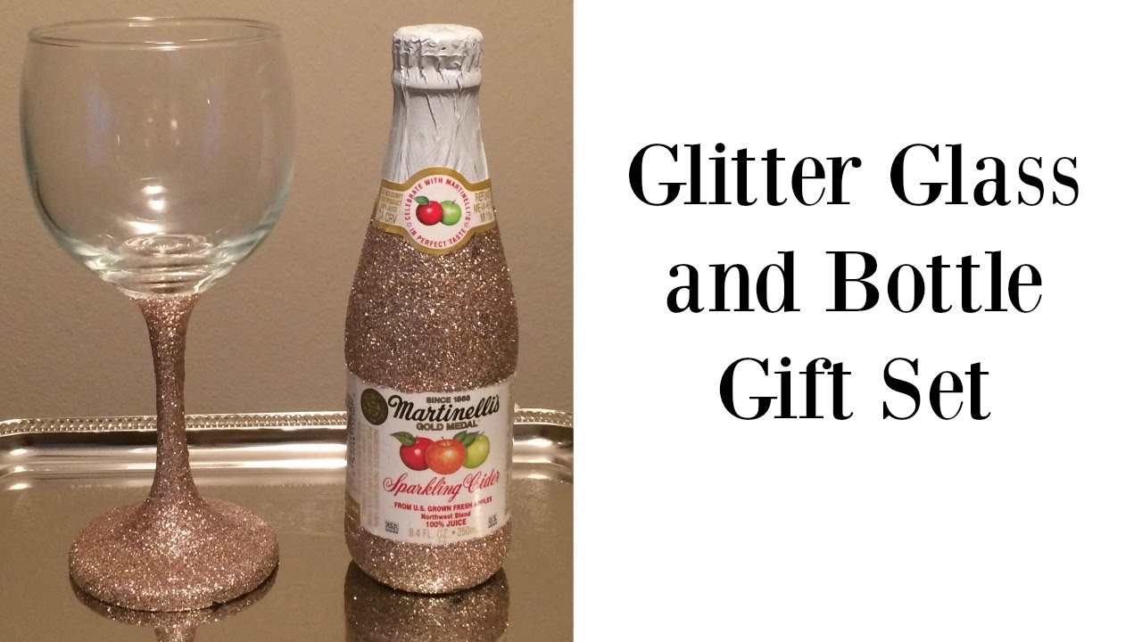 Glitter Glass and Wine Bottle Gift Set