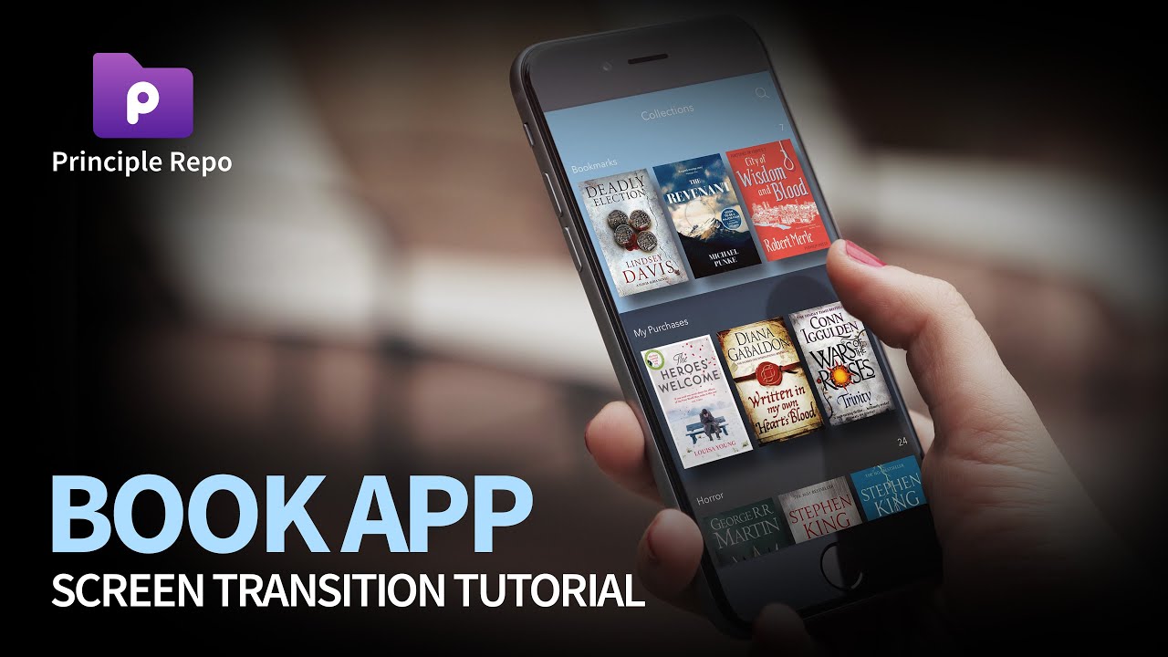 Book App - Screen Transition Tutorial with Principle