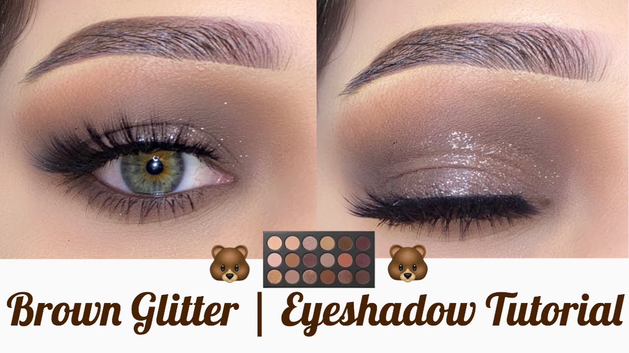 Brown Glitter | Eyeshadow Tutorial | Morphe 18T TRUTH OR BARE 🐻