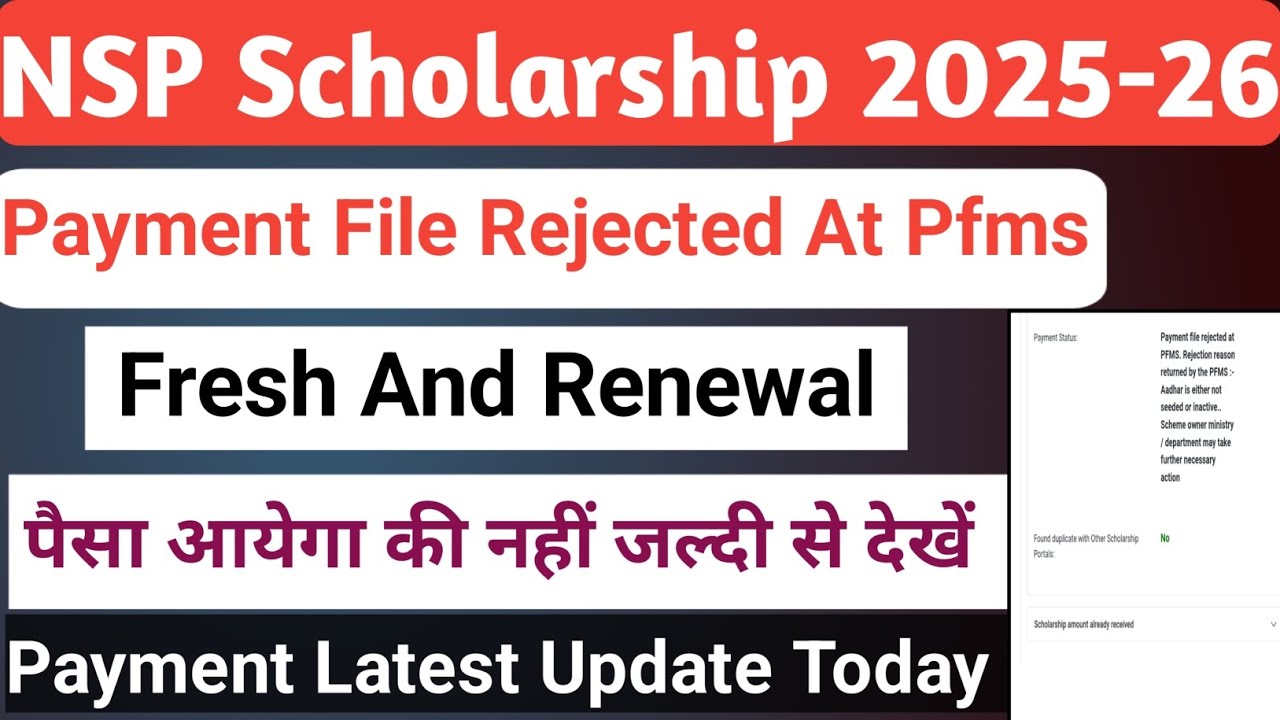 NSP Payment Failed 2025-26 | Payment Fresh And Renewal | Failed Payment Kab Tak Aayega 
