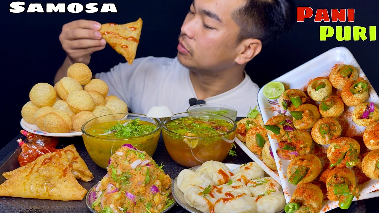 STREET FOOD 👉PANIPURI,SAMOSA,MOMO // EATING SHOW