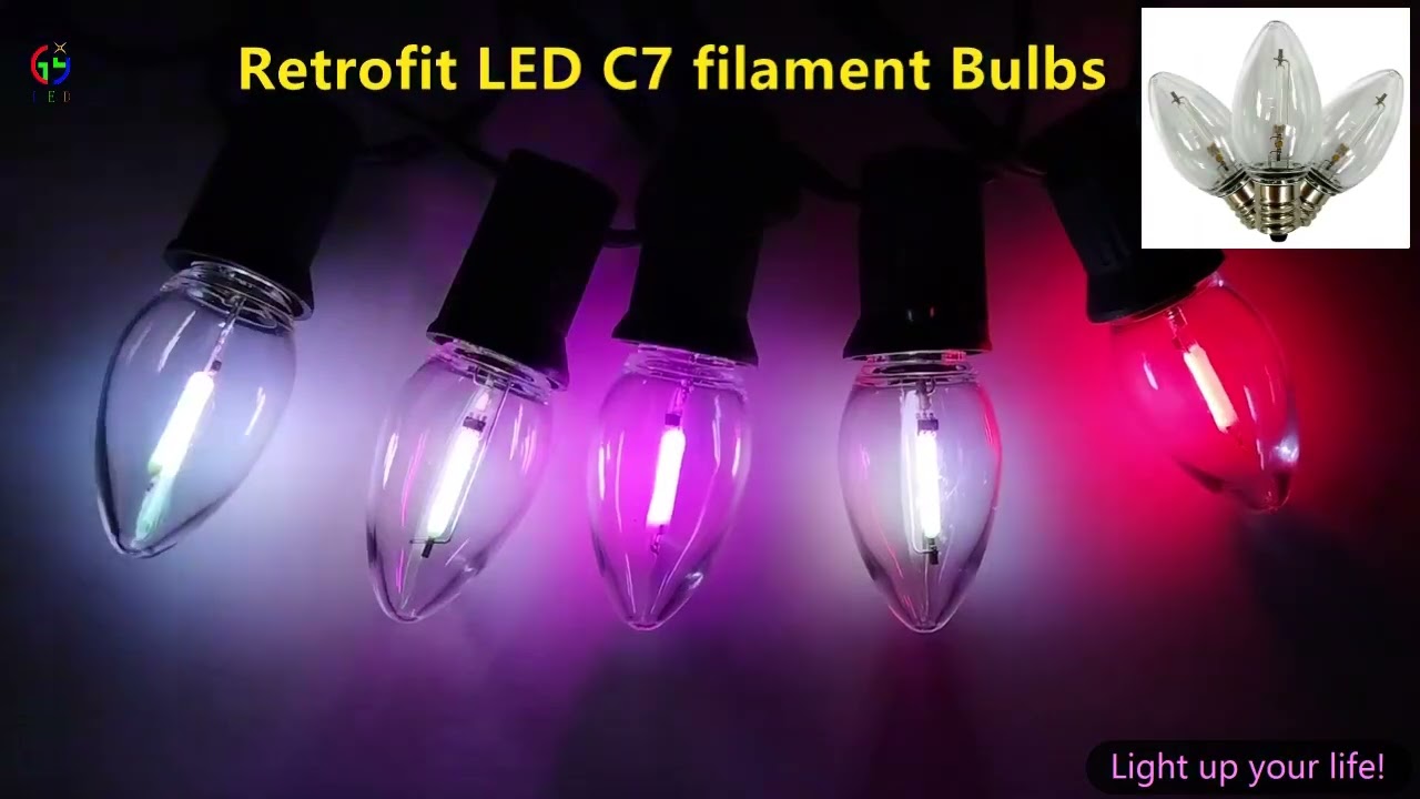 China lights factory retrofit LED C7 RGB filament bulbs for christmas and holiday decoration lights