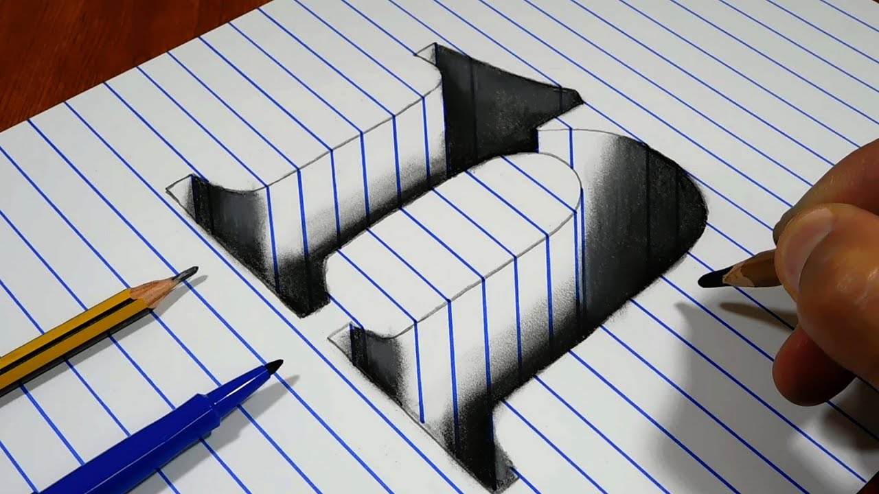 Drawing n Hole in Line Paper   3D Trick Art