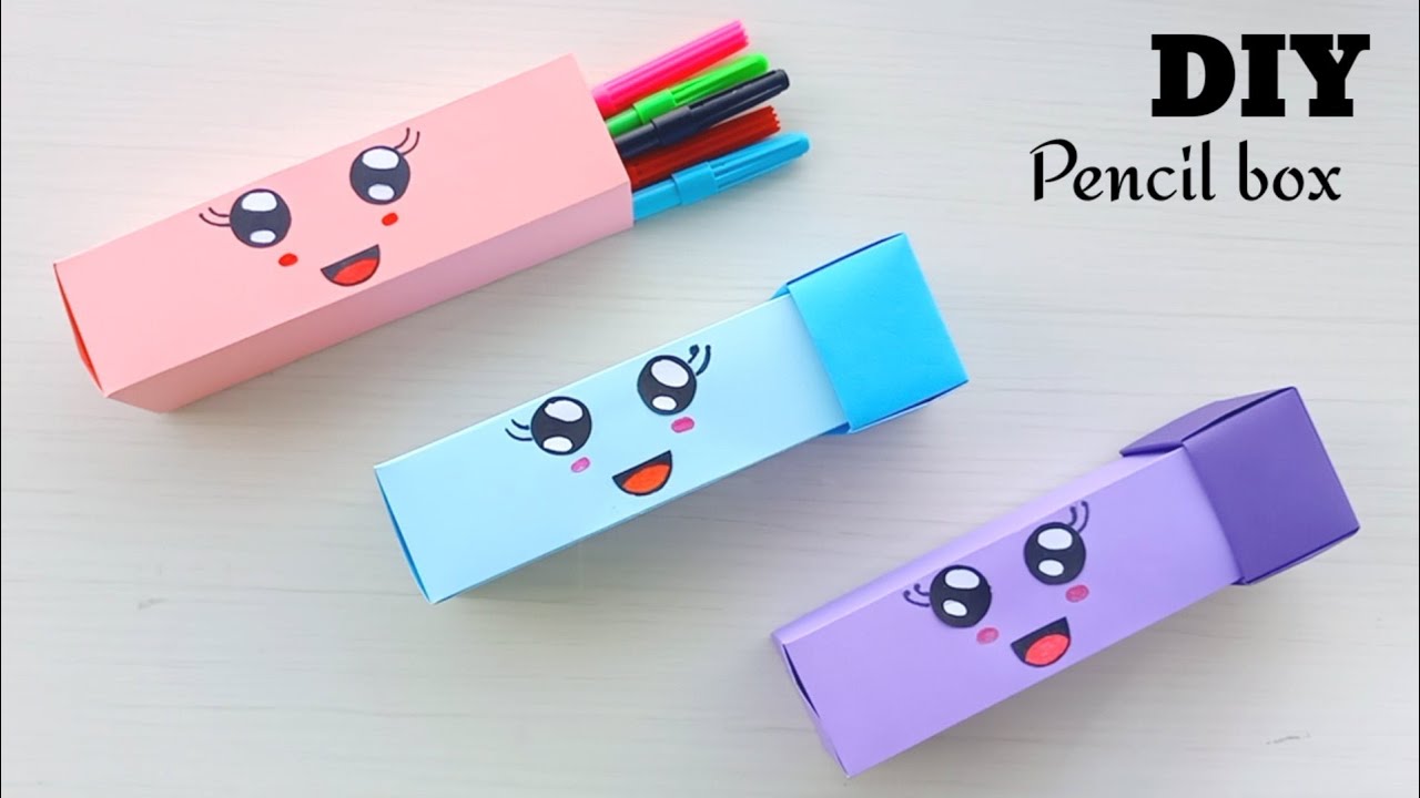 How to make a paper pencil box | DIY paper pencil box idea /Easy Origami box tutorial / Origami