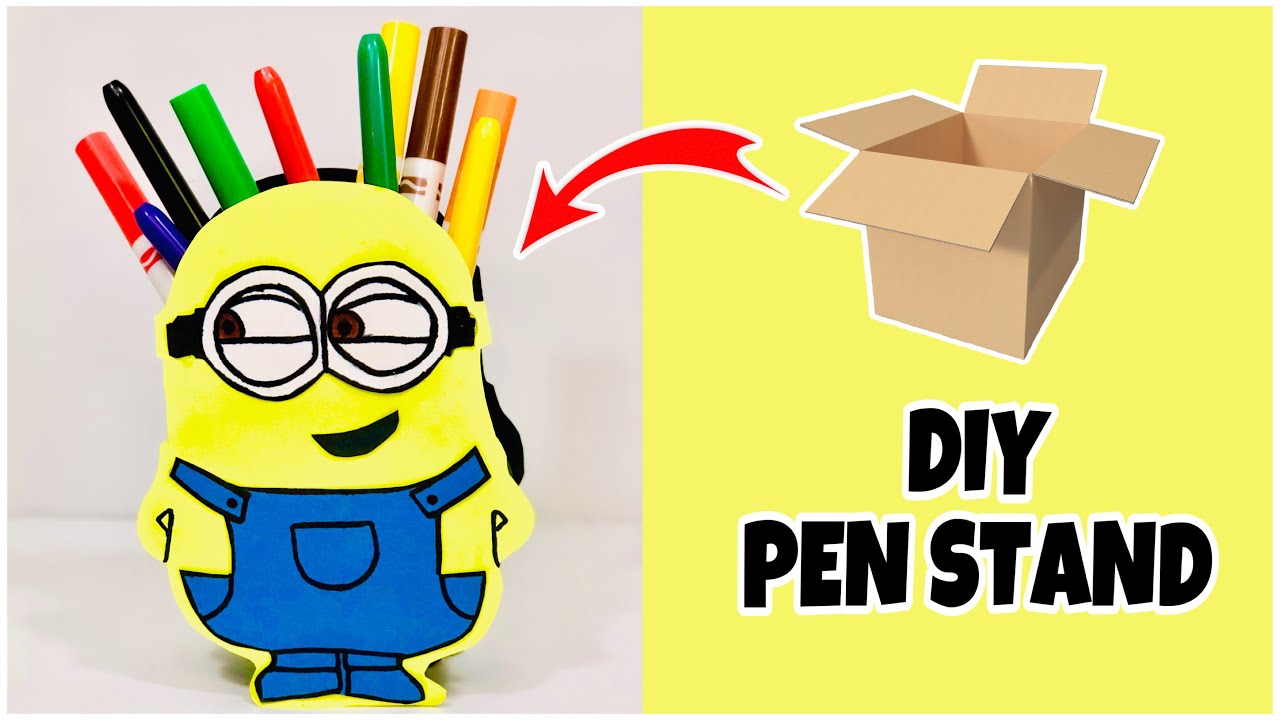 Diy Pen Stand With Cardboard 😍 How To Make A Beautiful Pen Holder Video