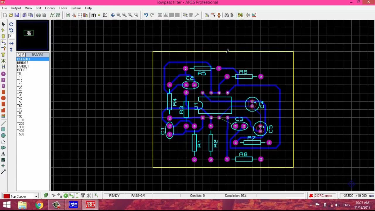 Proteus schematics to PCB converting example lpf circuit video | Screen recording