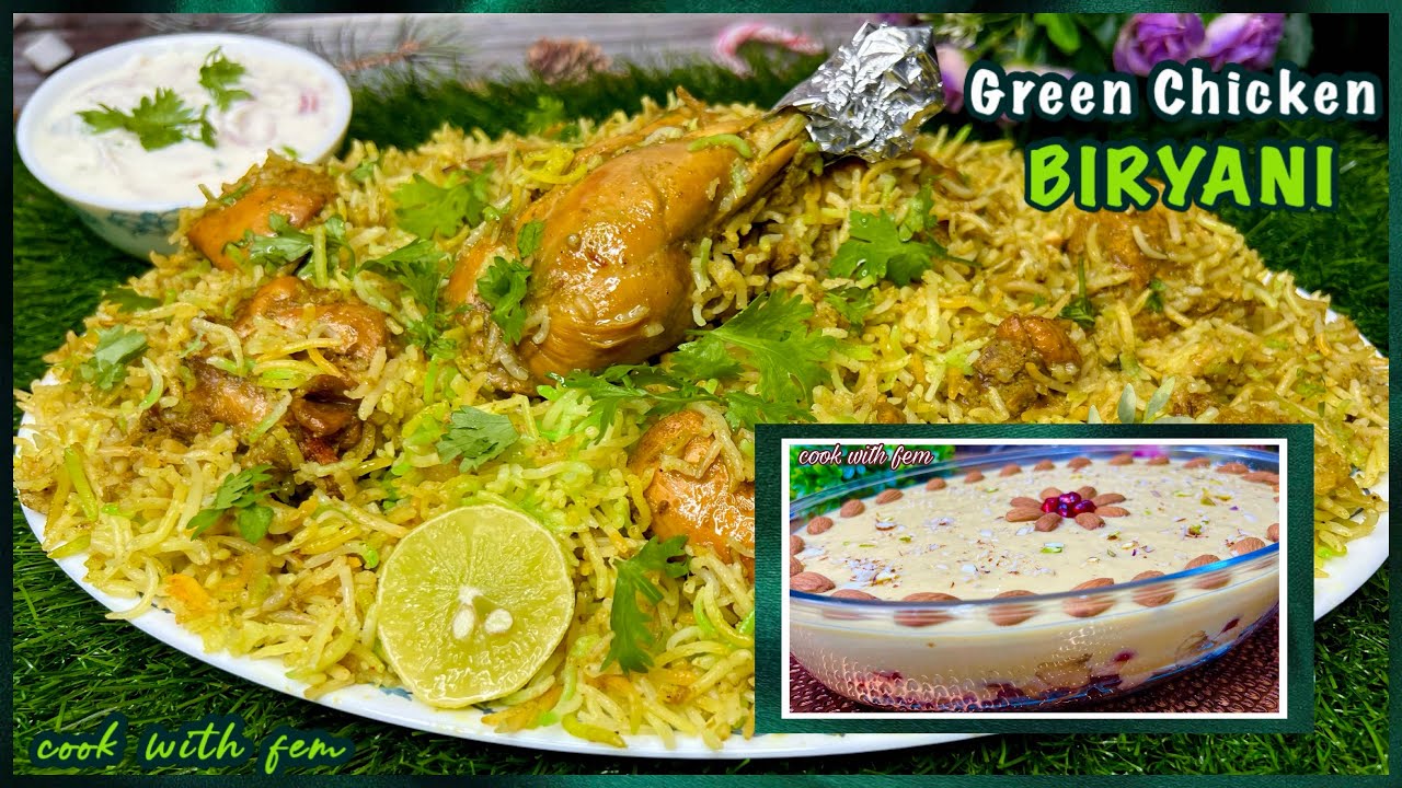 Ramzan Iftar Party Special Green Chicken Mumtaz Biryani With My Style Fruit Custard - PARTY COMBO