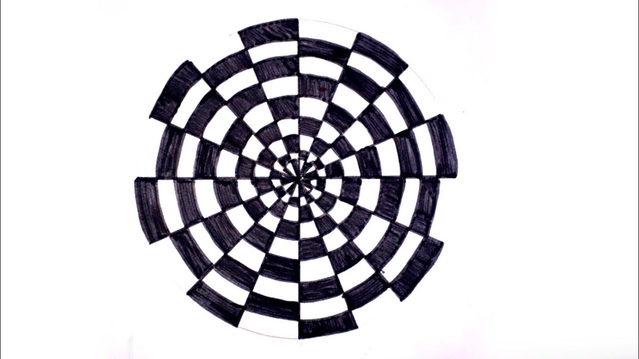 Spiral illusionary geometric drawing tutorial |How to draw illusionary geometric circle drawing |