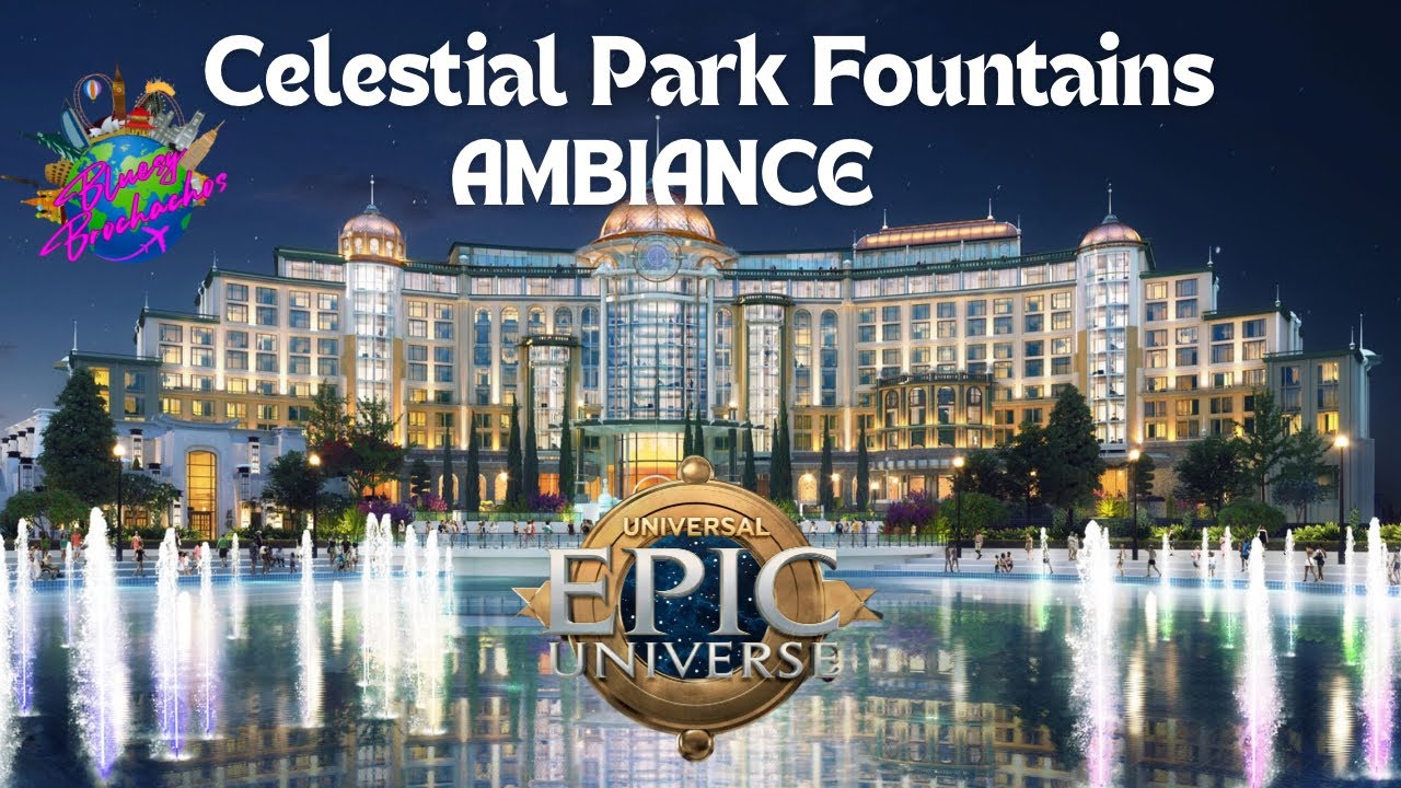 Epic Universe Celestial Park Fountains Ambiance | 4K