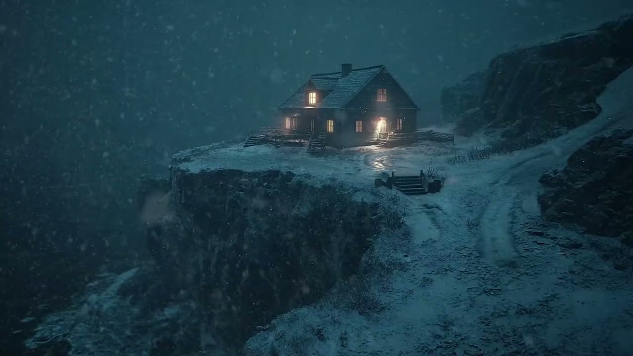 Blizzard on a Frozen Hillside ┇ A Lone Cabin Battling the Cold Night Wind for Deep Sleep