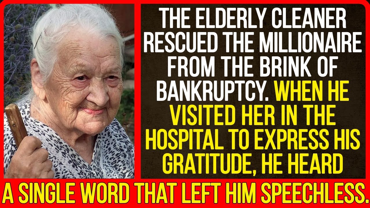 The elderly cleaner rescued the millionaire from the brink of bankruptcy. When he visited her...