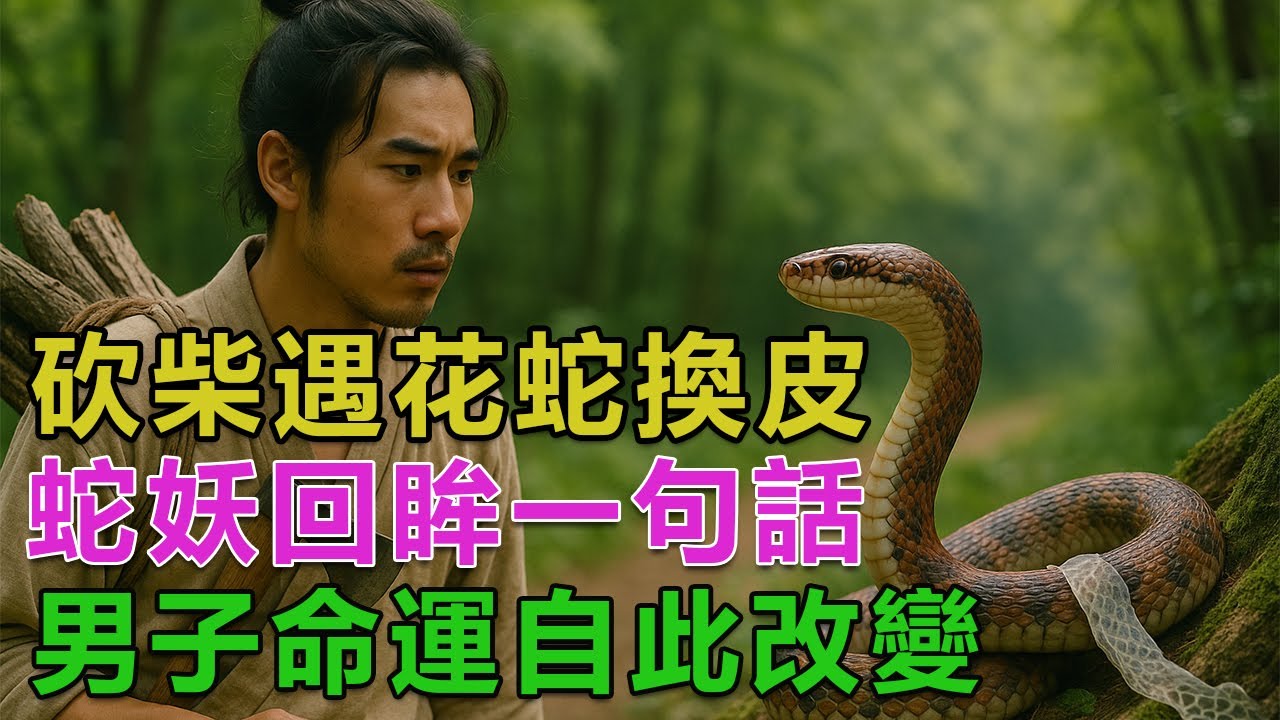 民間故事：砍柴遇花蛇換皮，蛇妖回眸一句話，男子命運自此改變