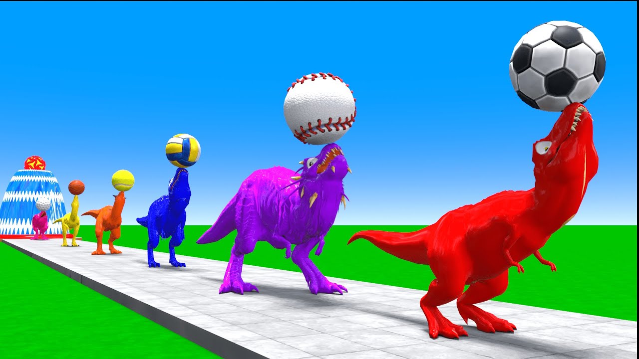 Paint Animals Dinosaur T Rex Herbivores and Carnivores Dinosaurs Fountain Crossing Animal Cartoon