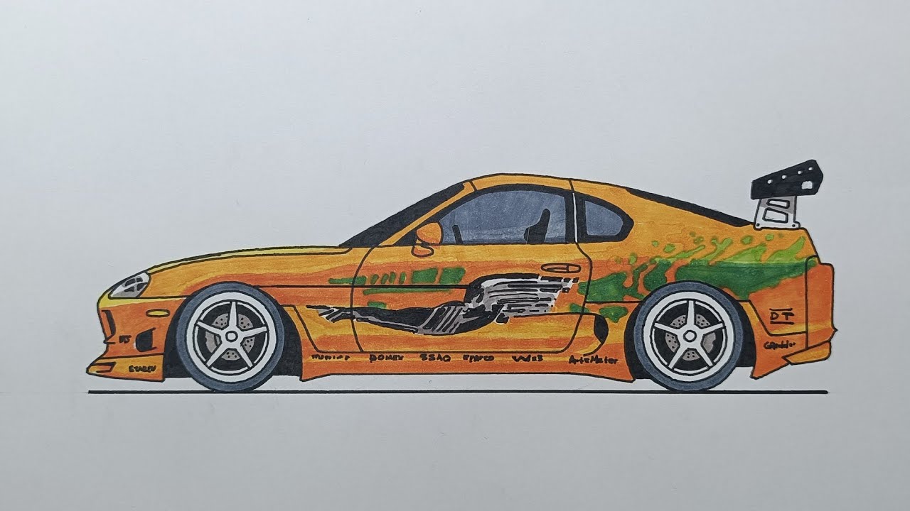 How to draw a Toyota Supra step by step