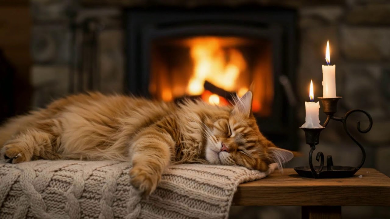 Emotional Healing Cat Music 432Hz 🐾 Cozy Fireplace Atmosphere For Calm Rest, Relief, And Comfort