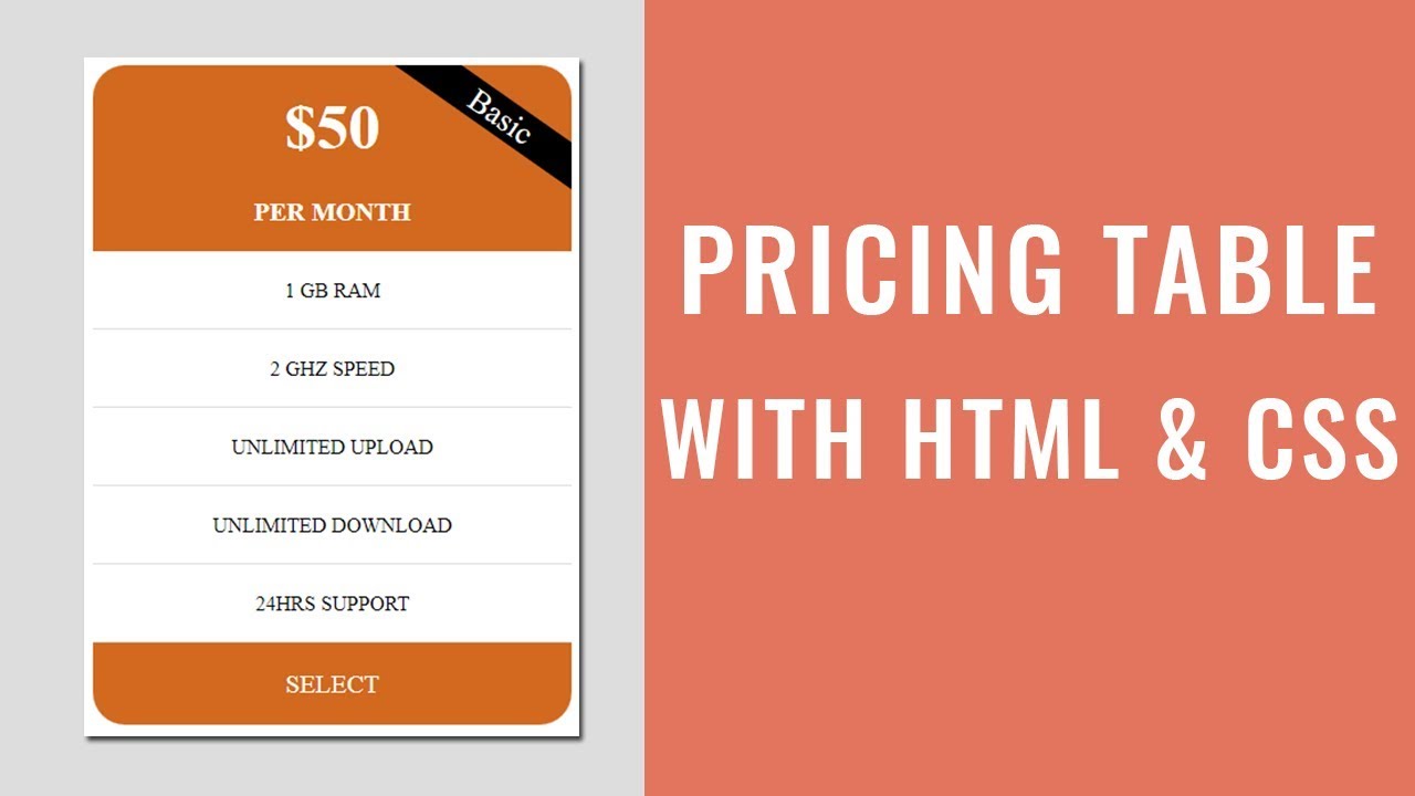 Pricing Table with HTML and CSS | Tutorial for Beginners