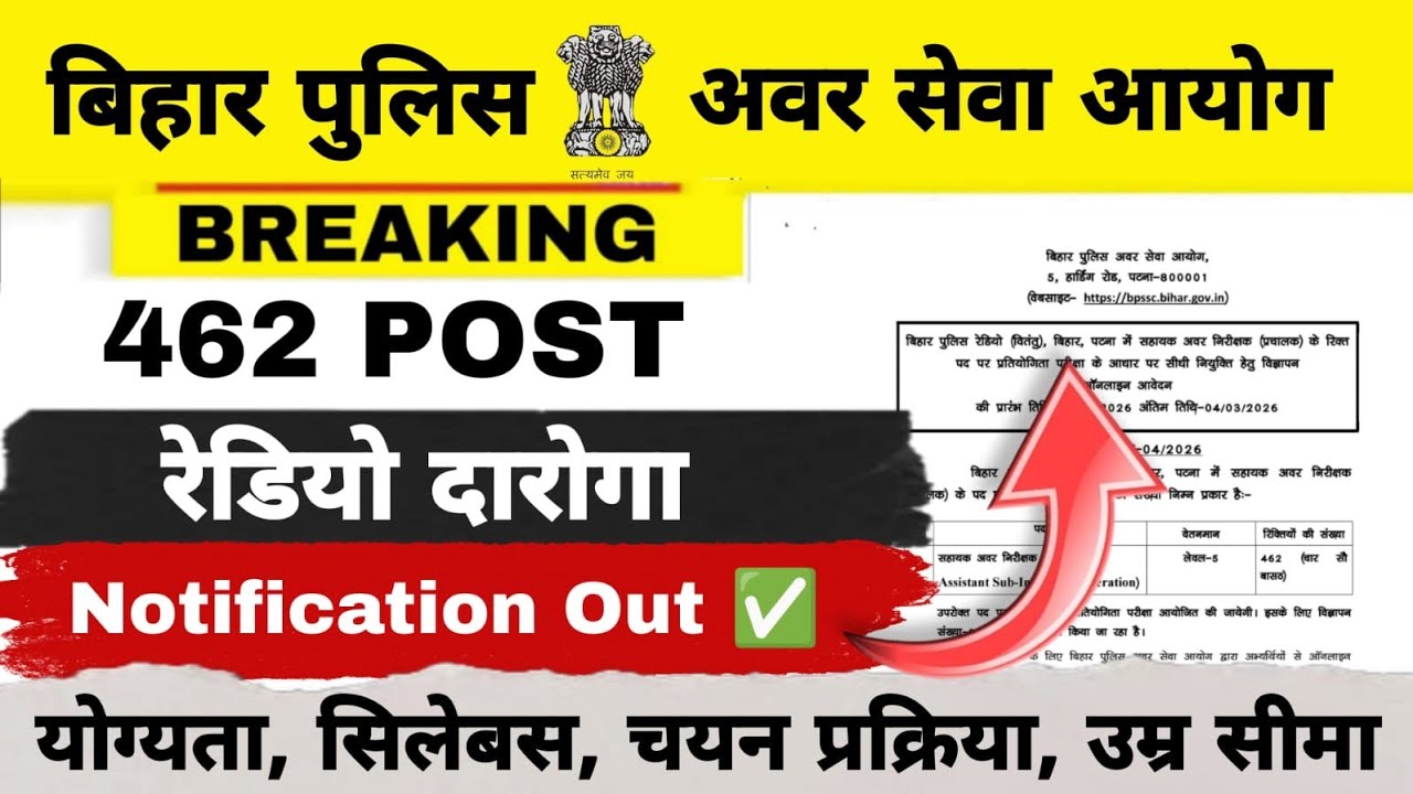 BIHAR DAROGA (WIRELESS) || रेडियो दारोगा भर्ती जारी✅️ || योग्यता, चयन प्रक्रिया, सिलेबस📕, उम्र सीमा