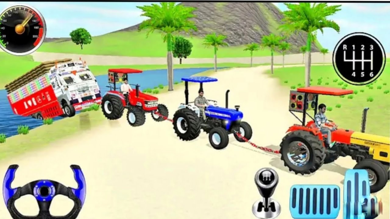 🛑 Drive JCB and tractor Unloading 🤯 stone from 🏗️ truck dumpher 🚒 #games 