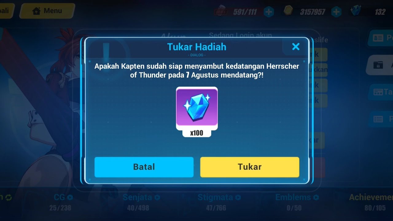 Free 100 Crystals Redeem Code Honkai Impact 3 (August 2020)
