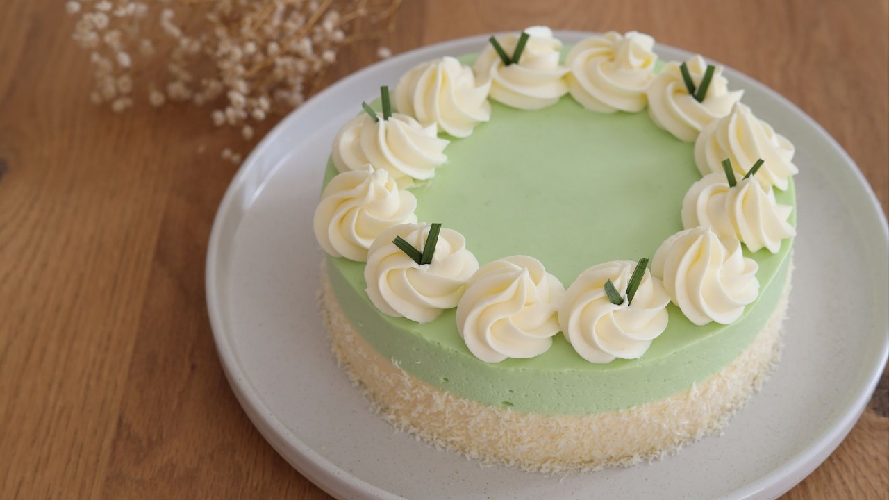 Bánh kem dừa lạnh dễ làm thơm mùi dừa và lá dứa | Pandan coconut mousse cake