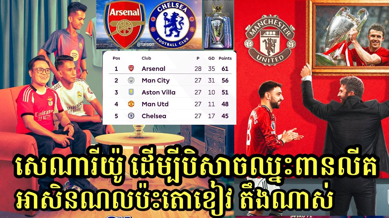សេណារីយ៉ូដើម្បីឲ្យ Man United អាចឈ្នះពាន Premier league/ បើចាញ់ Chelsea តើ Arsenal គិតយ៉ាងណា?