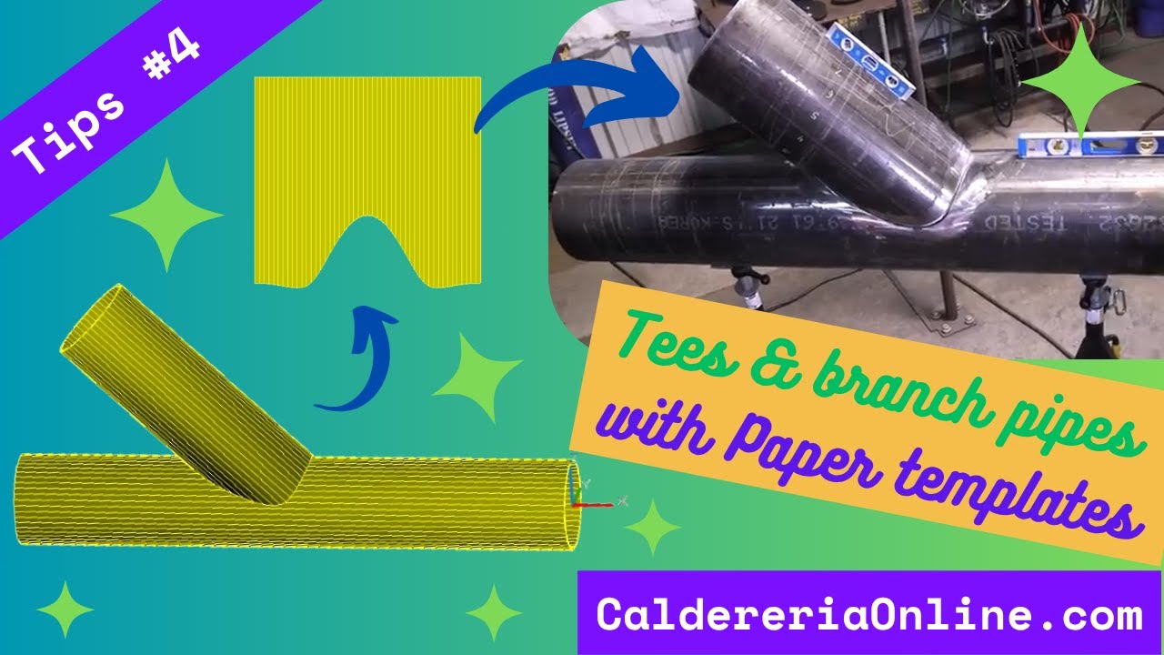 Sheet metal tips (4) how to draw a TEE branch 45 degrees made from pipes with CaldereriaOnline.com